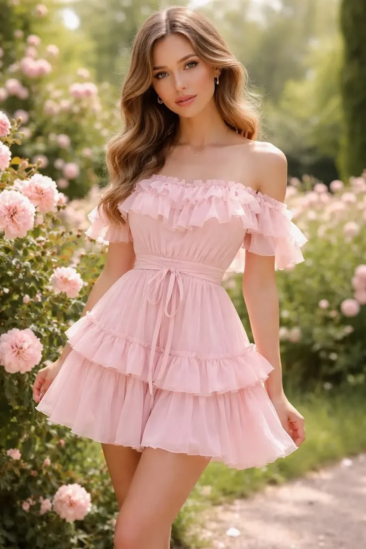aaaaBlush Off Shoulder Ruffle Mini Dress Flirty Romantic Style.jpg