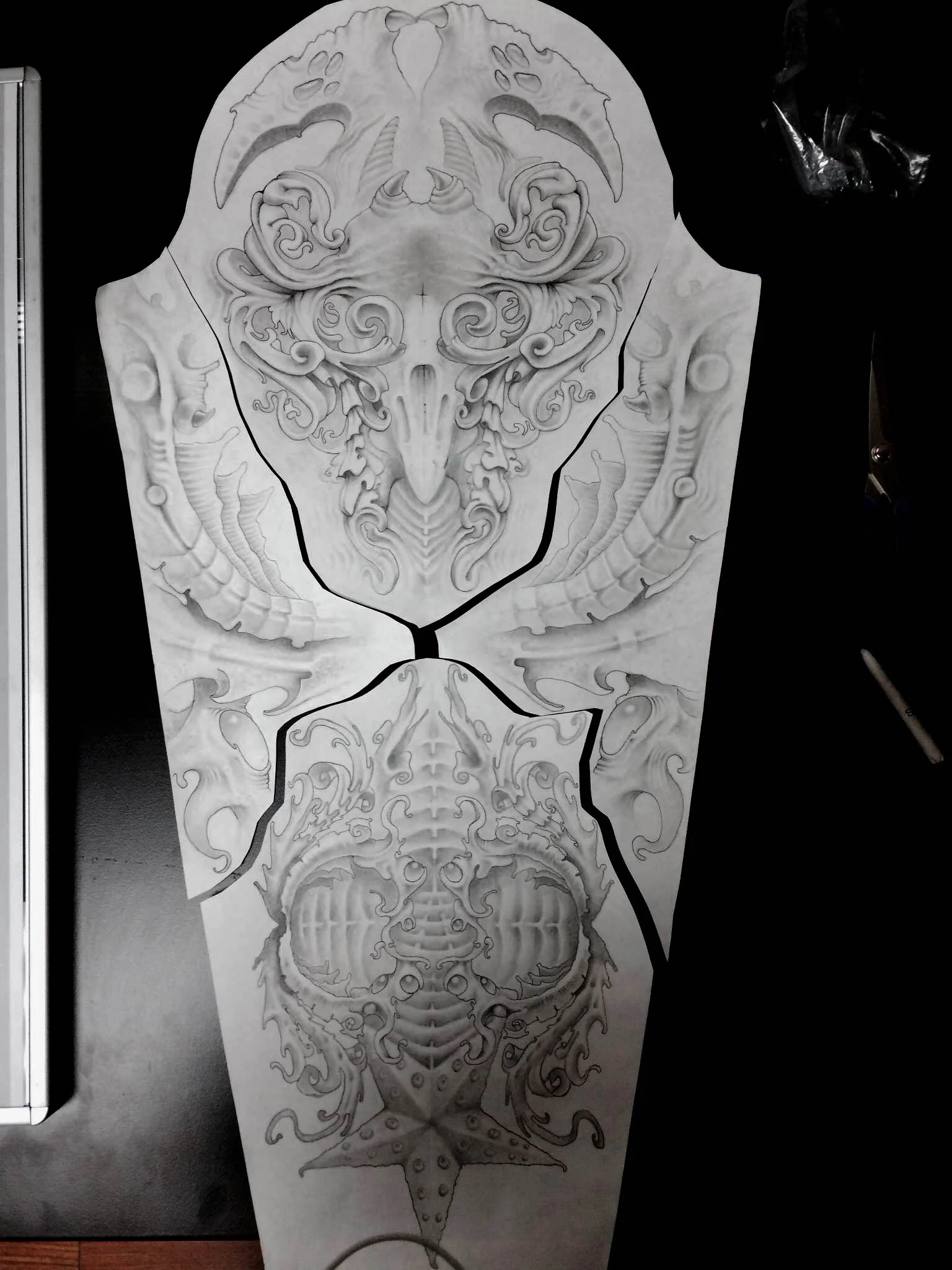 Bio-mechanical sleeve tattoo flash, for Masters FX, Vancouver.