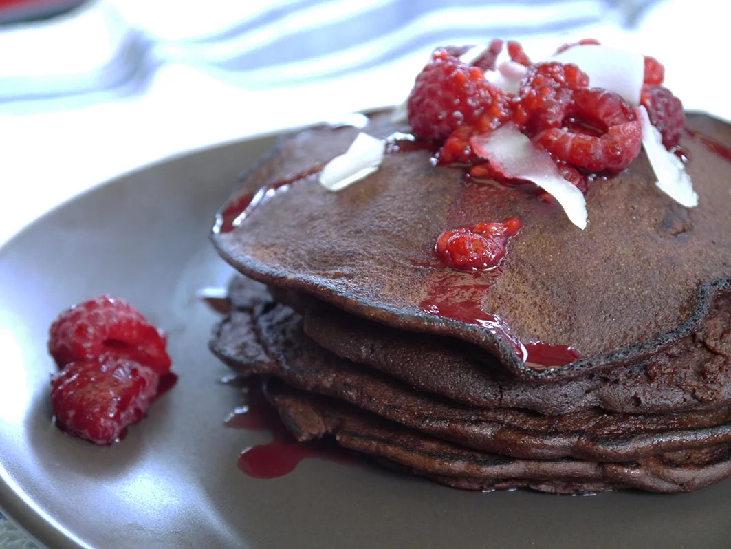 Chocolate Raspberry Pancakes