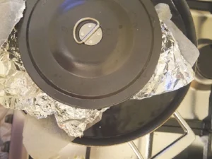 Step 9: Fill the saucepan with water so it reaches as far up the basin as possible