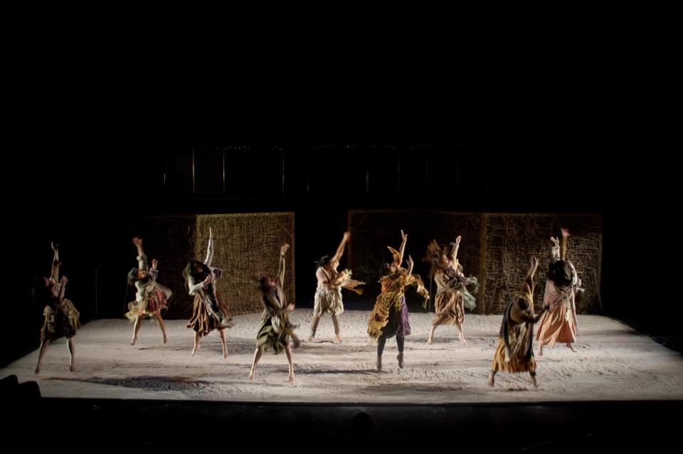 The Trojan Women, Ripe Time, SUNY Purchase, 2008, Pictured: Waymon Arnette, Landon Boyter, Karina Bradfield, Marcus Callendar, Aja Salakaster, Caleb Eberhardt, Lilly Egan, Sayre Fox, Le'Asha Julius, Jen Loring, Caitlin Ma, Aleca Piper, Melissa Toomey, and Sophia Zukowski