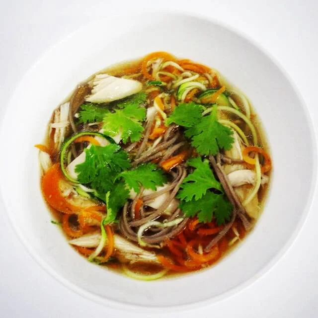 Chicken Noodle Soup, Ginger and Miso Broth