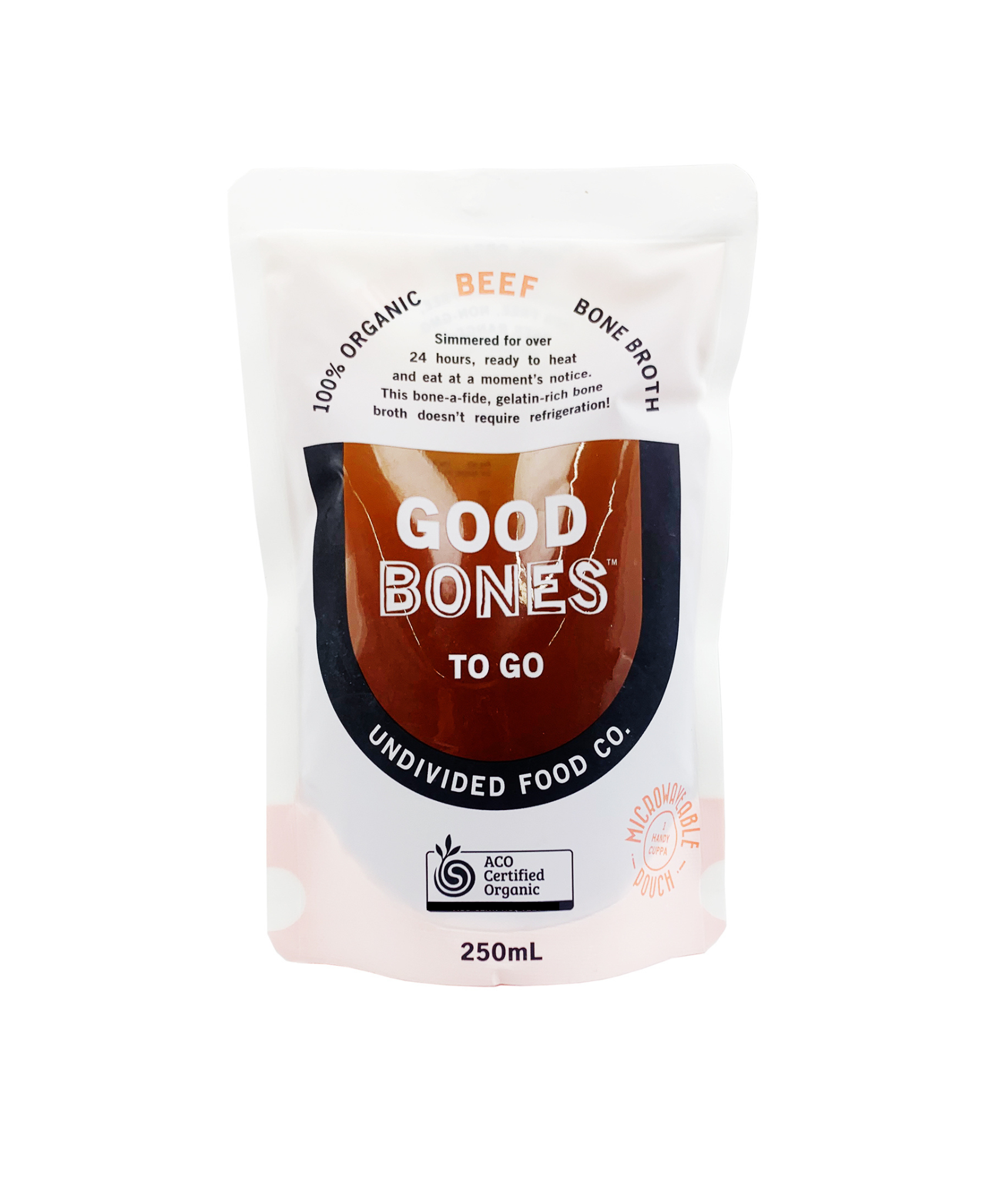 GOOD BONES™ TO GO 100% Certified Organic Beef Bone Broth 250ml
