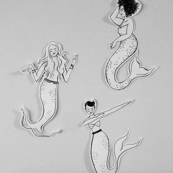 mermaid wall art for a galentine's party.