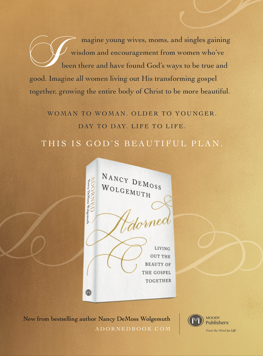 Print ad for Moody Publishers book Adorned