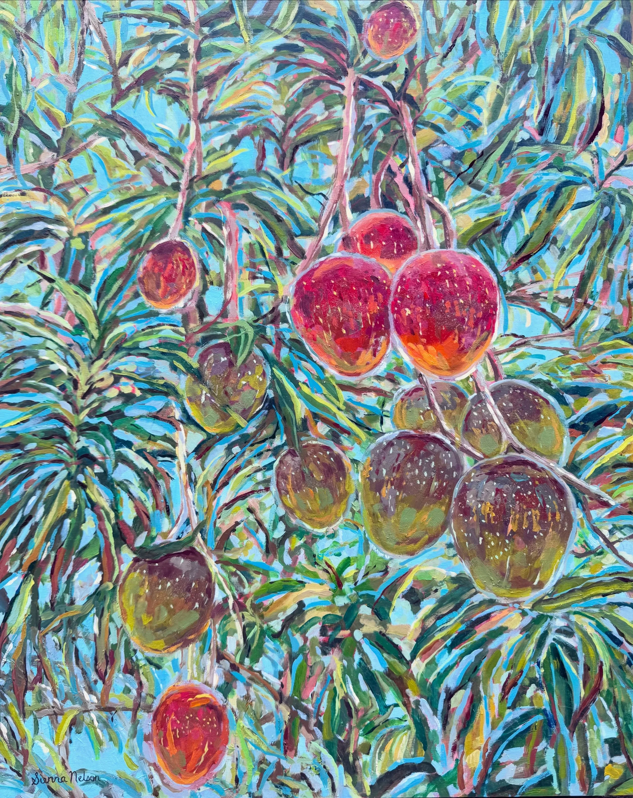 &lsquo;Mangoes in May&rsquo;
oil on wood 
20x16in