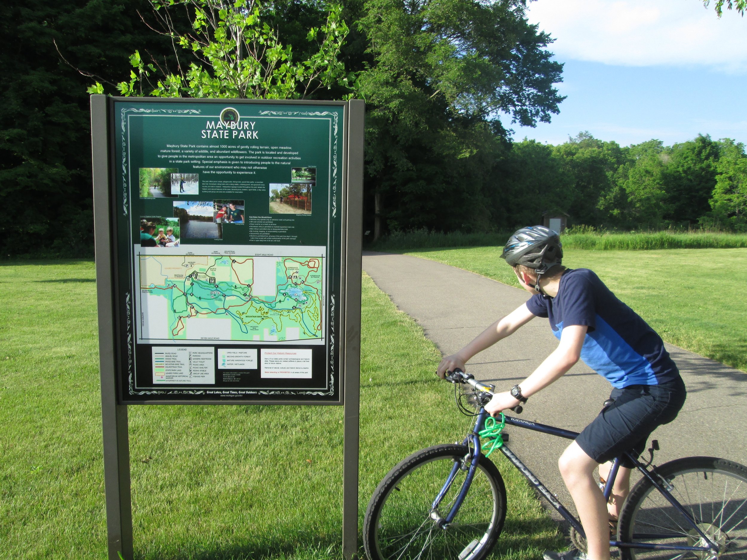 Biking at Maybury State Park in Northville 