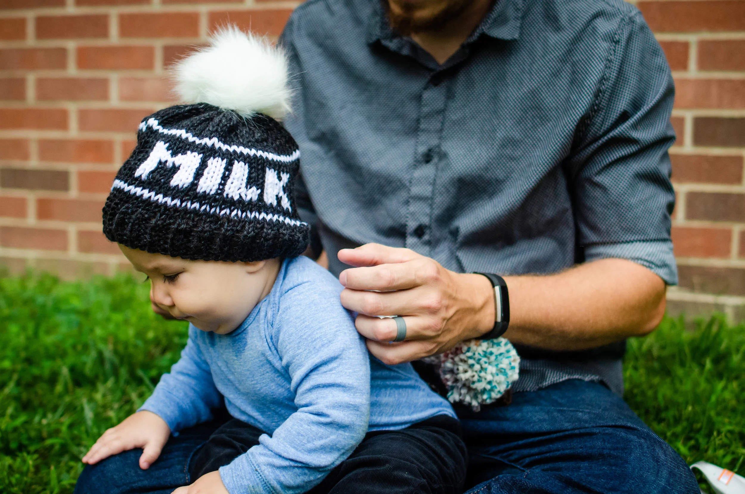 Knit Baby Hat - Milk - Beanie - Baby Slogan Hat - Fur Pom Pom - Newborn Through Child Sizes - Color Options - Photo Prop