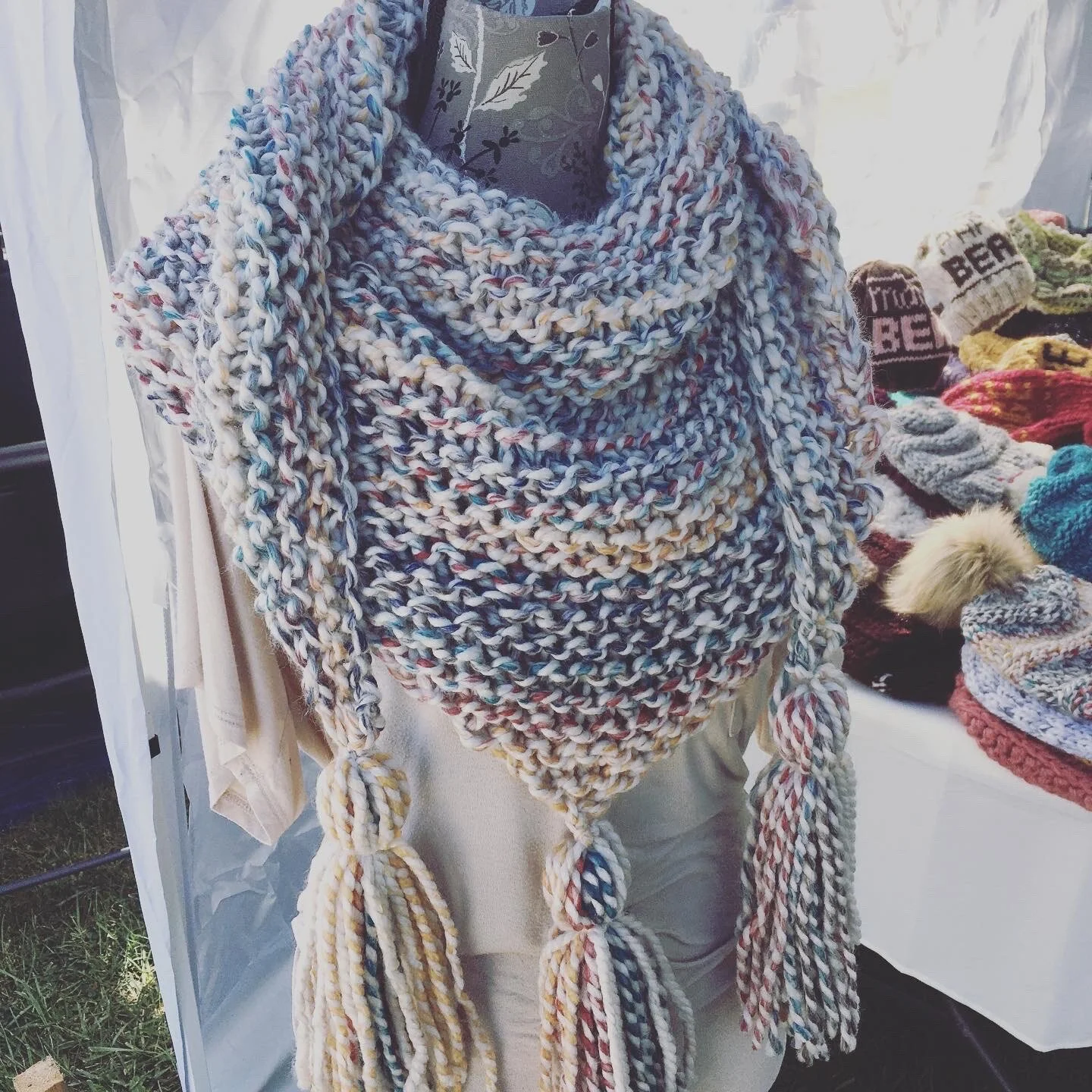 Chunky Knit Triangle Shawl