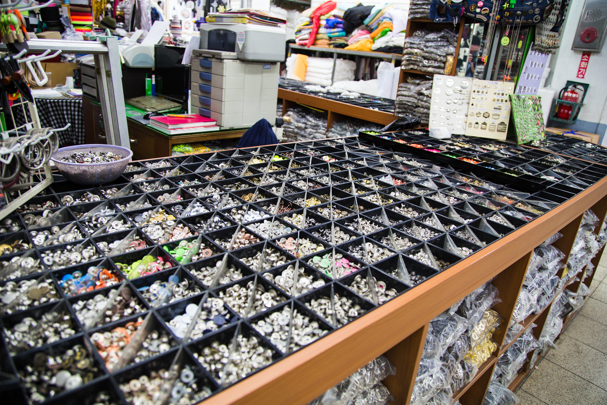 Much of the shopping complex had wholesale floors where you could buy stuff in bulk. There a floor literally just dedicated to buttons. lots and lots of buttons.