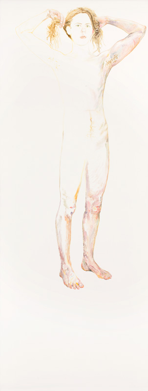 Tyza Stewart , Self Portrait , 2015 oil on board, 185 x 70 c