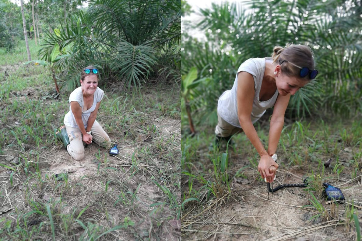 Very dense soils made it impossible to measure soil moisture with a TDR-device. Fieldwork meant that our workout was already included.