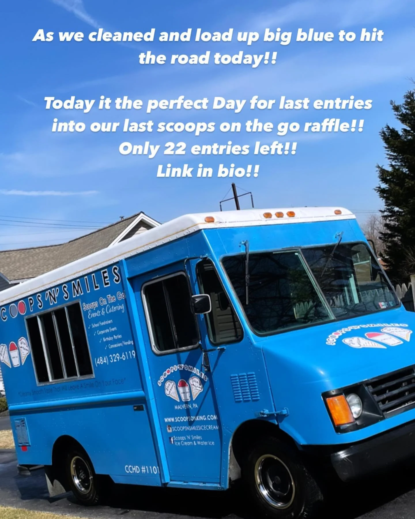 Only 22 entries left in the last raffle!! Dates are flying in so let&rsquo;s give away a scoops ice cream party today!! Go grab your tickets link in bio!! Scoops opens 3-9:00 today both malvern and west Chester!! https://checkout.square.site/buy/OMRN