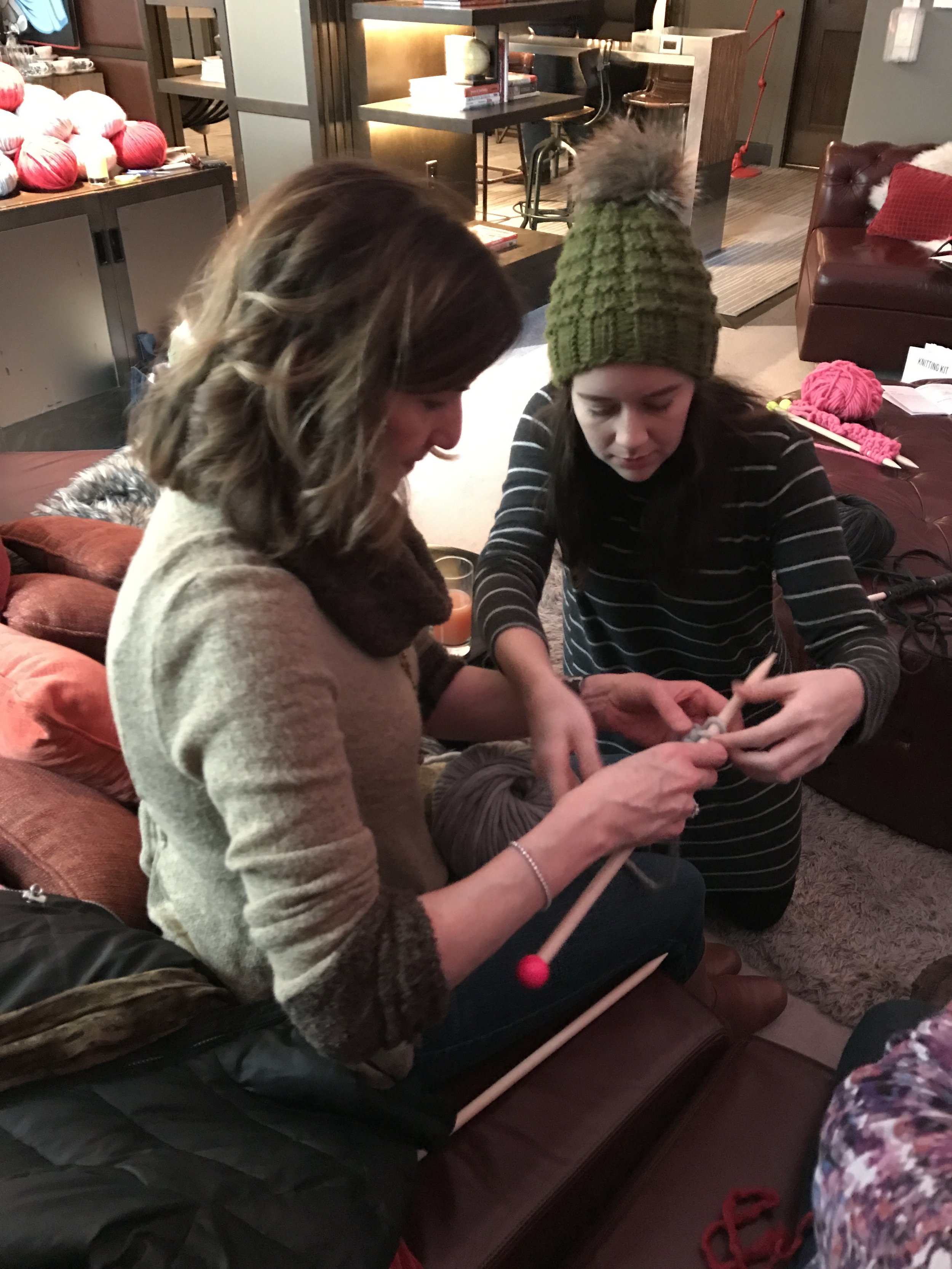 Megan Teaching A New Knitter