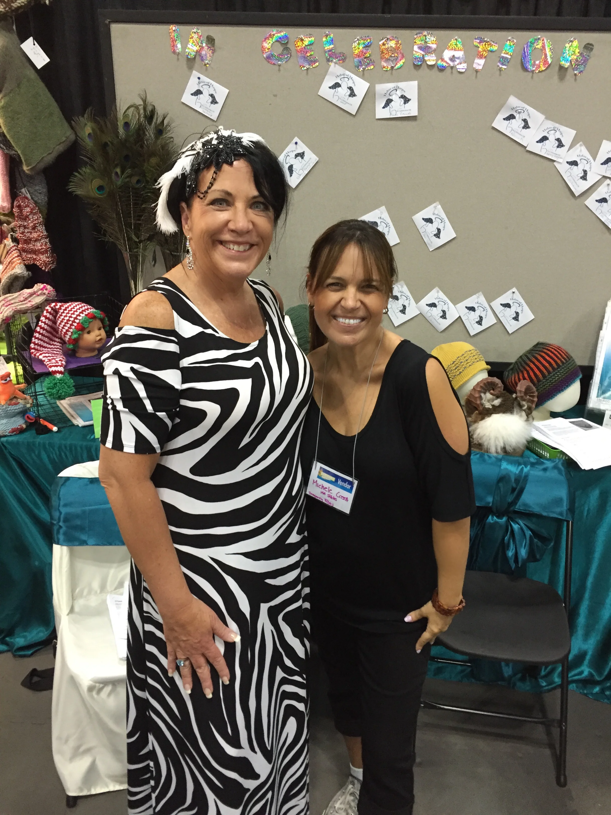 with Pam H at the Halos of Hope Booth at Stitches Midwest
