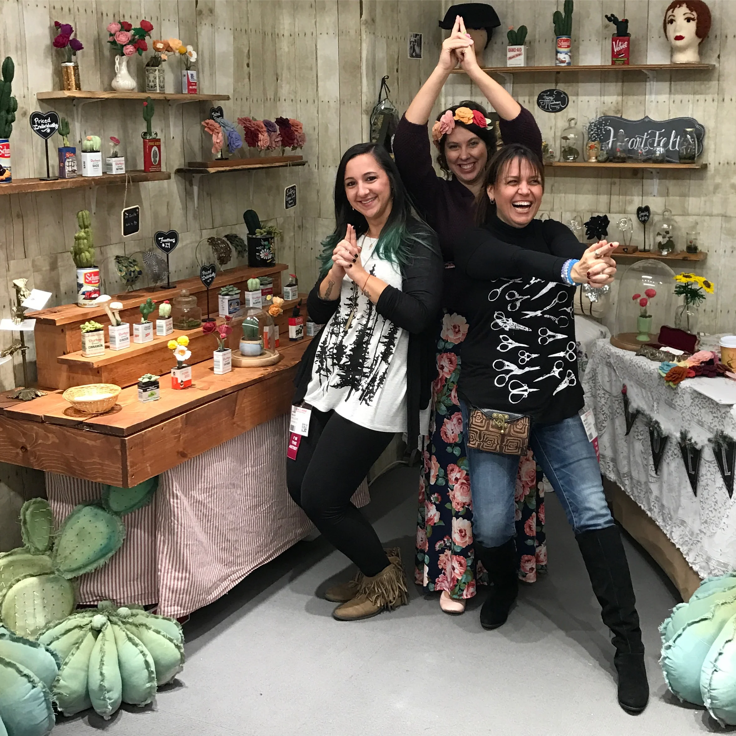 Three Makers. Angels Of Crafting celebrating our success & each other