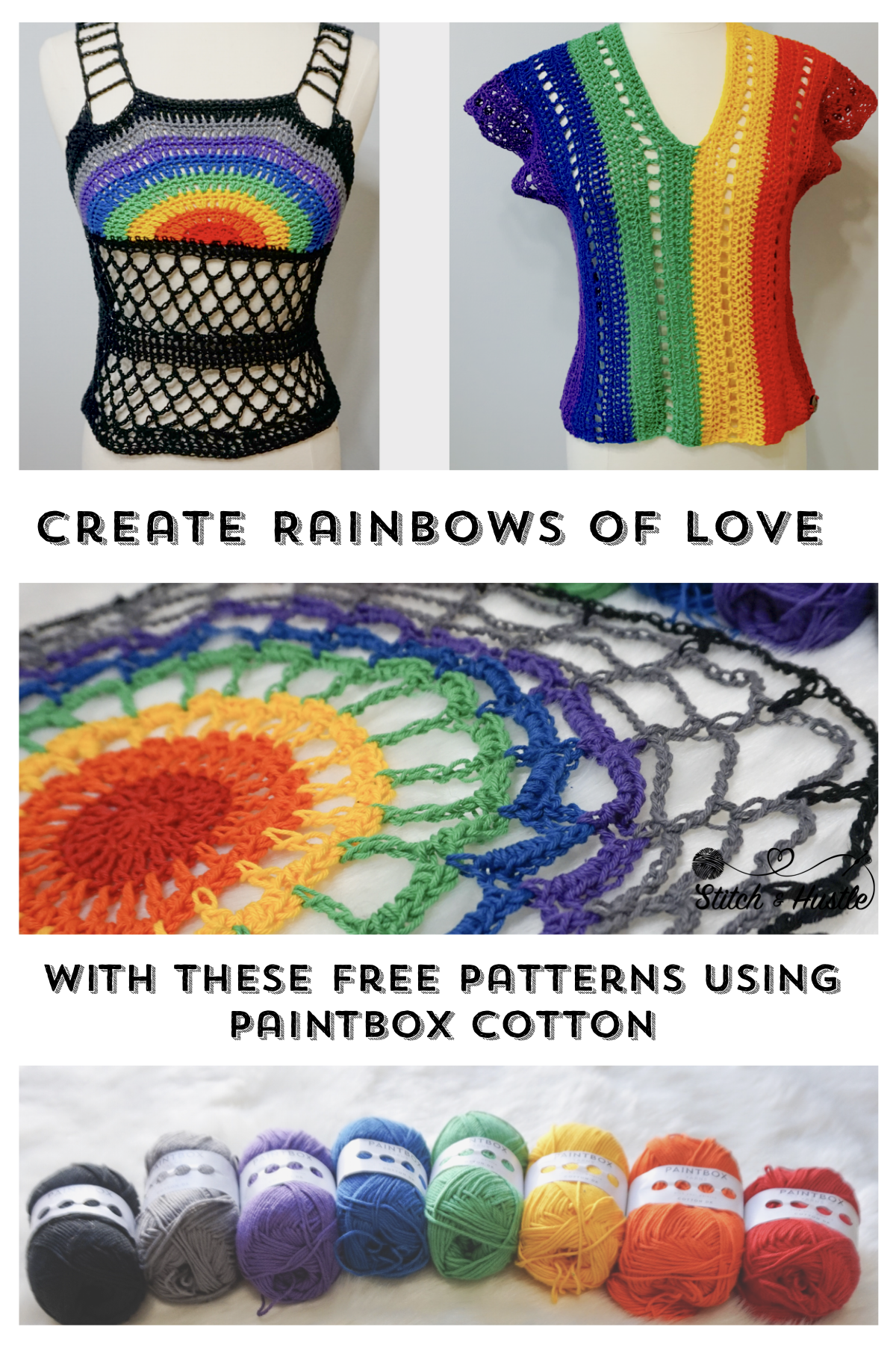 A Cotton Rainbow & Three Summer Festival Crochet Top Patterns