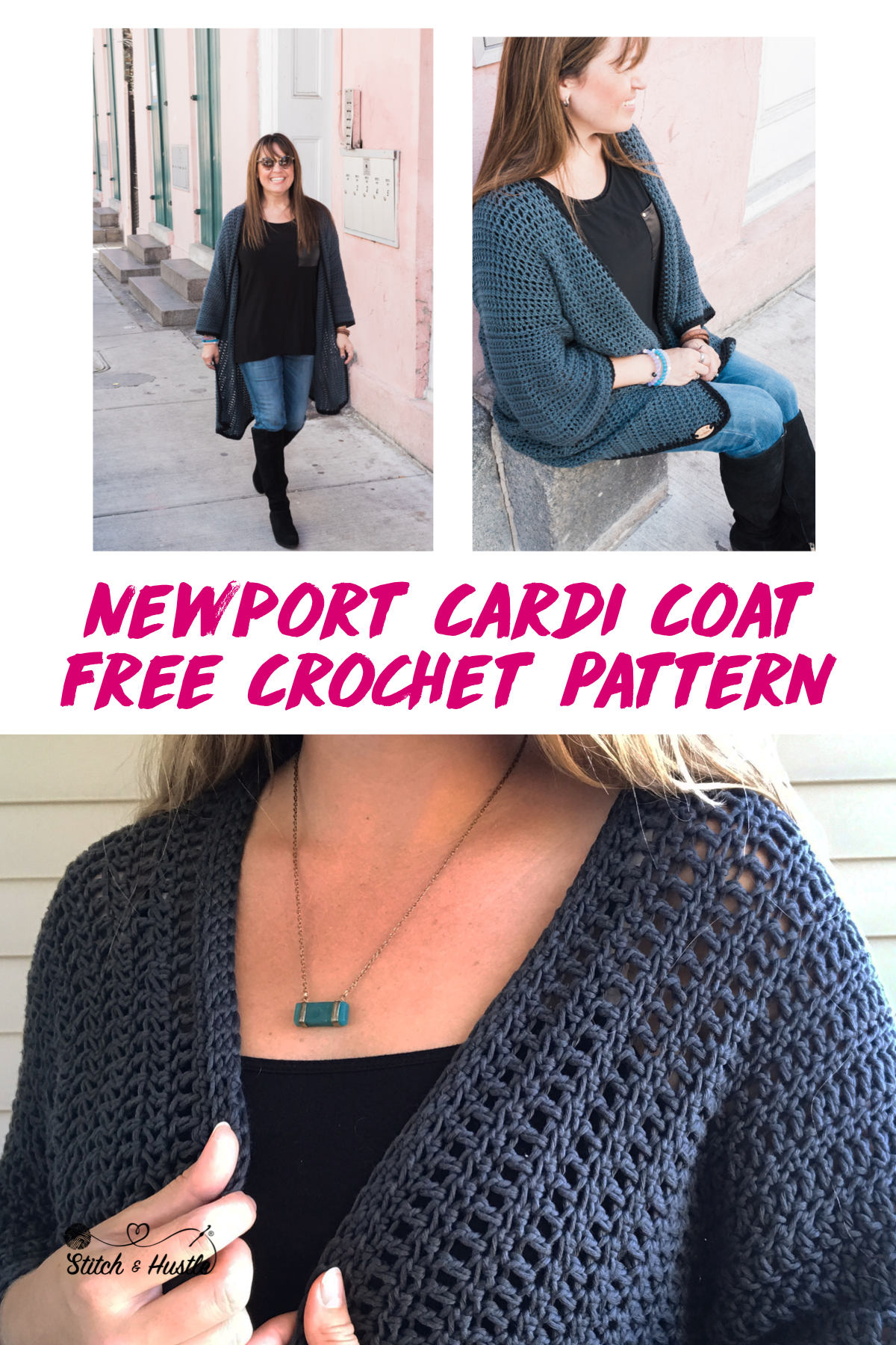 Newport Wide Sleeve Crochet Cardigan 