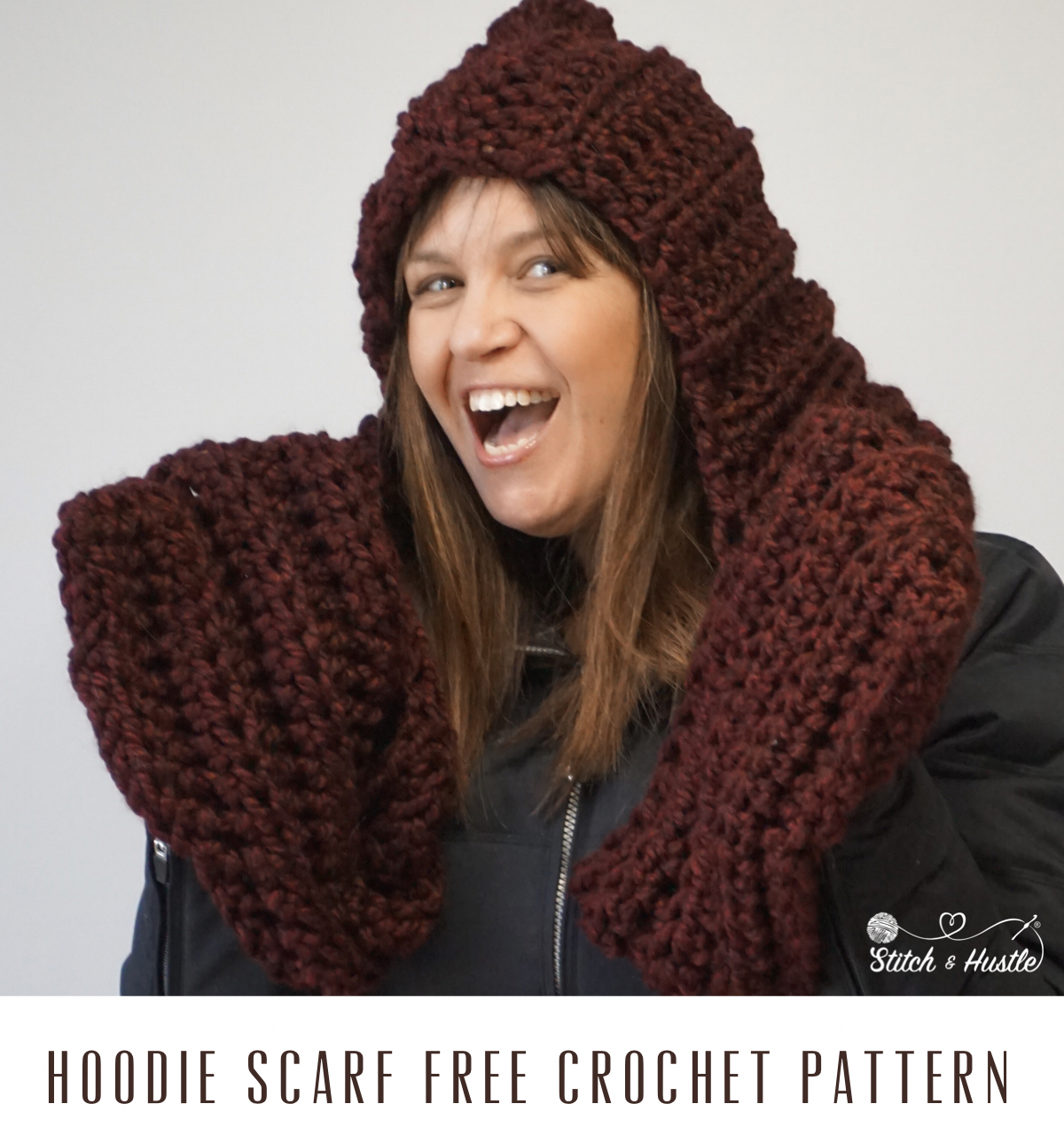 Englewood Hoodie Scarf Free Crochet Pattern — Stitch & Hustle