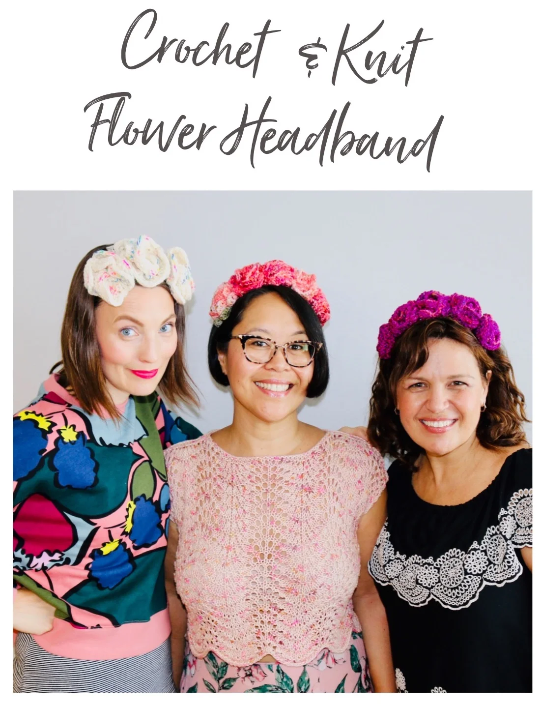 Crochet AND Knit Flower Crown Pattern Set