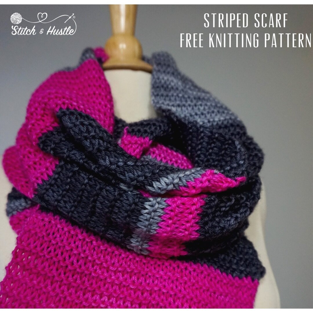 Beginner Striped Scarf Free Knitting Pattern Stitch Hustle