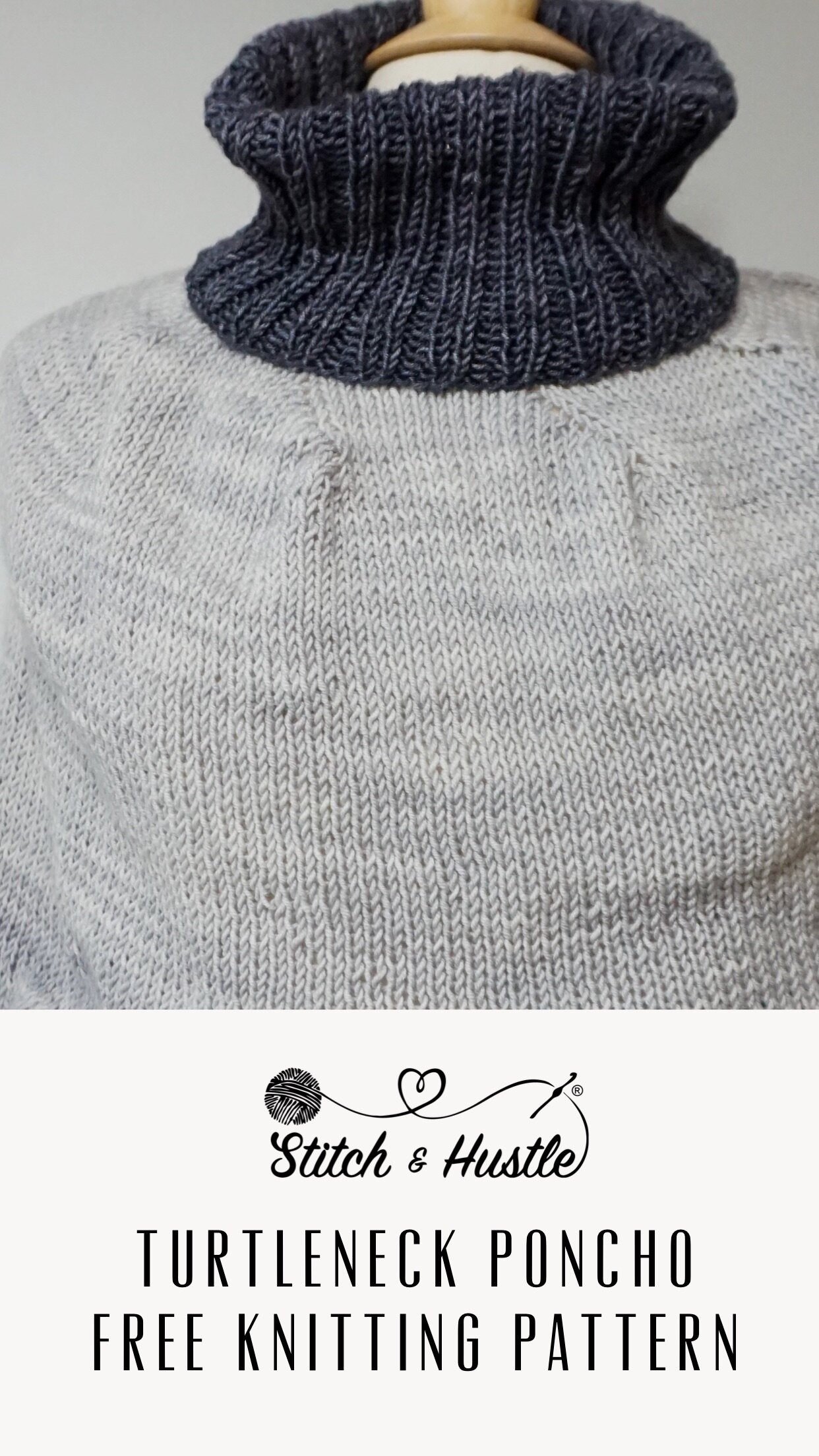 Turtleneck Poncho Beginner Free Knitting Pattern Stitch