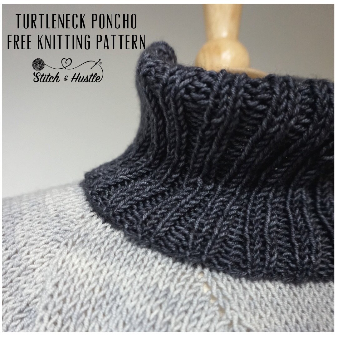 Turtleneck Poncho Beginner Free Knitting Pattern Stitch