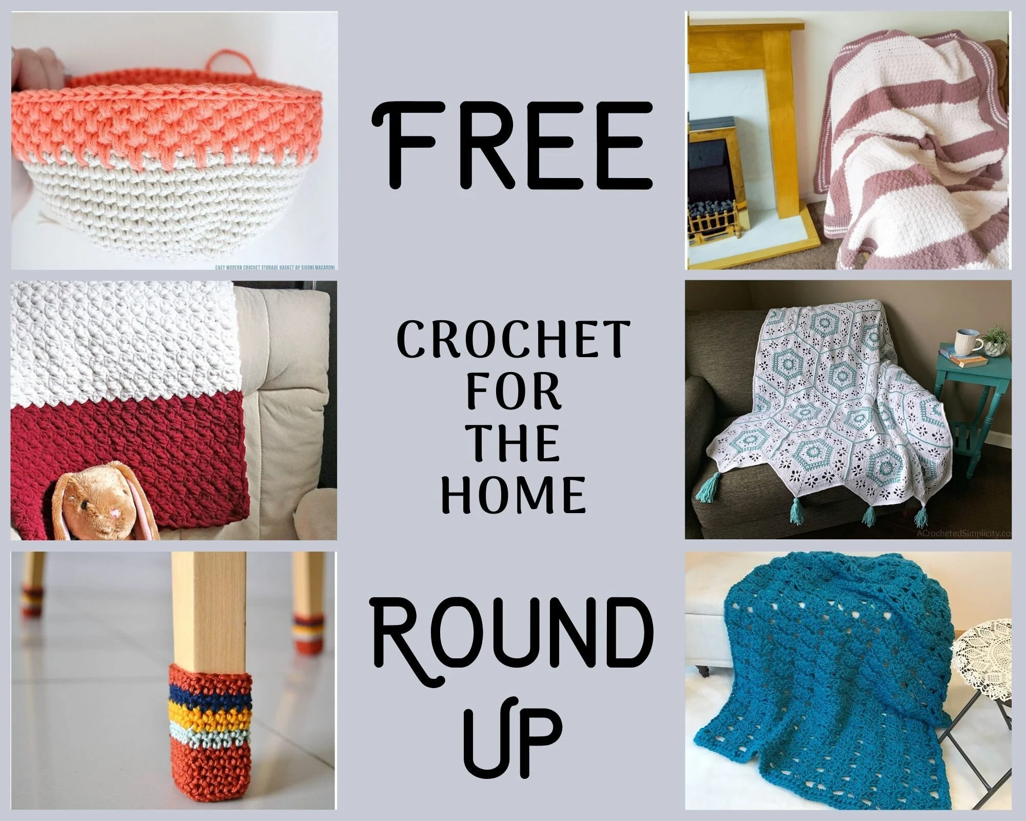 6 Crochet Designs for the Home Free Pattern Round Up