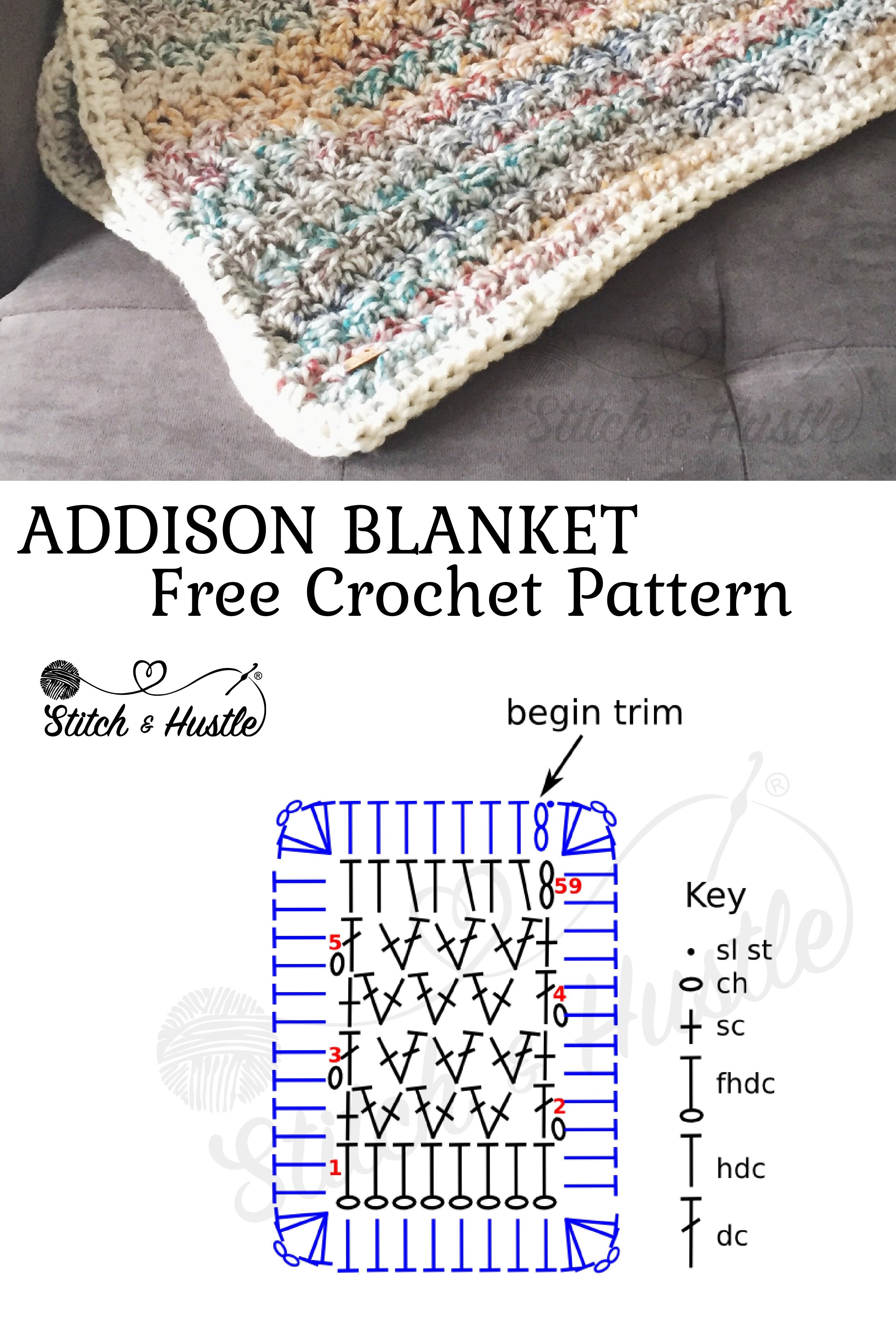 Blanket Stitch Throw (Free Crochet Blanket Pattern) - Yarnique