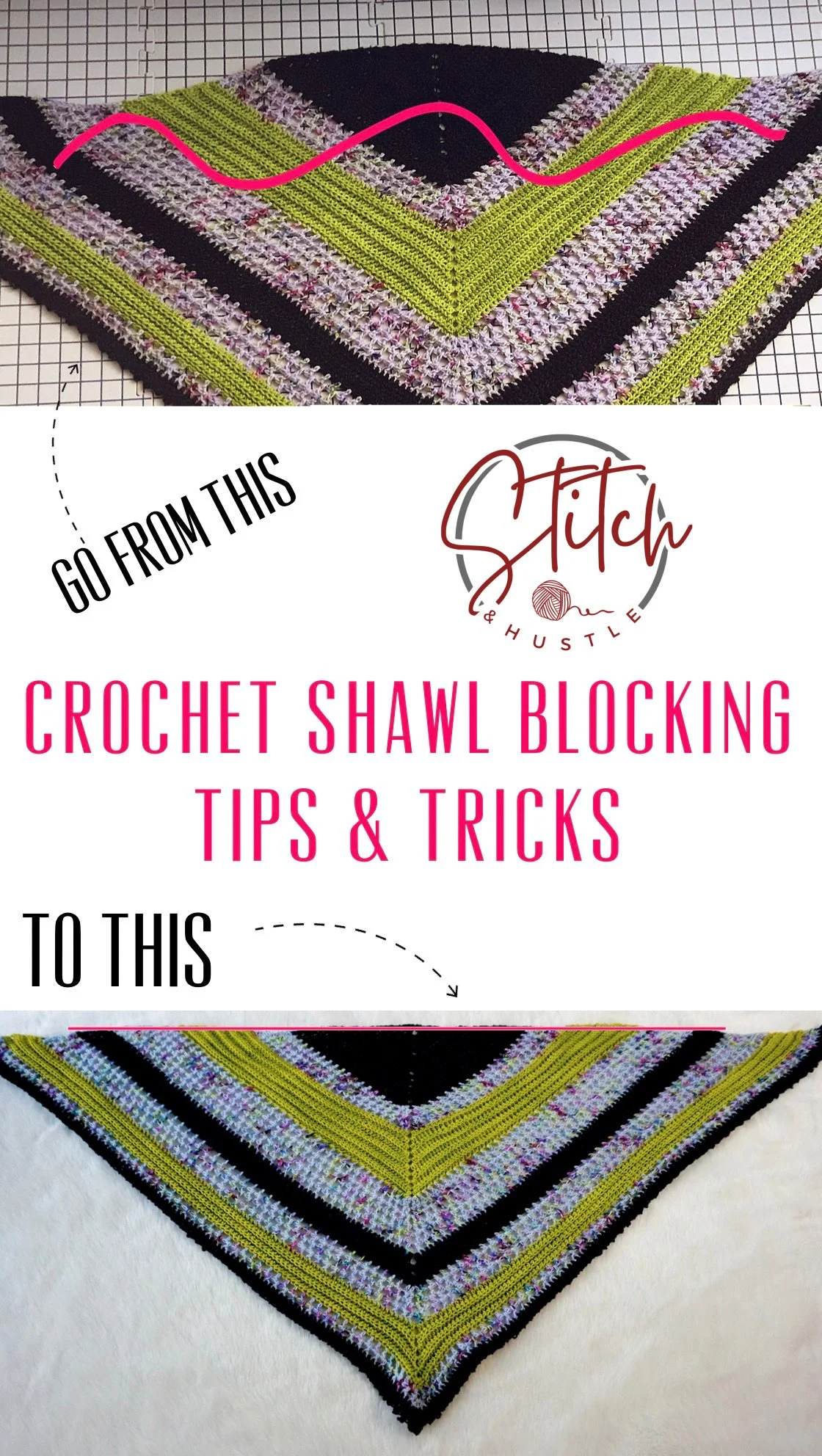 Crochet Shawl Blocking Tips & Tutorial