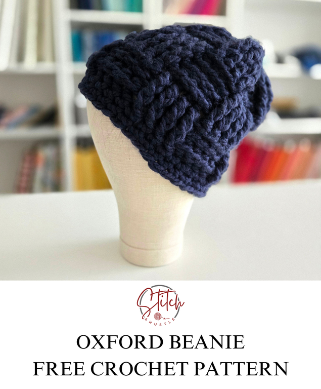 Oxford Chunky Basketweave Beanie Free Crochet Pattern