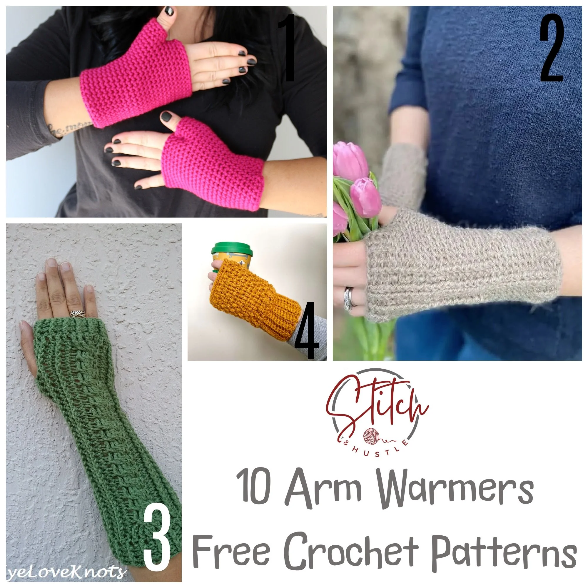Crochet Arm Warmers Free Patterns Round Up — Stitch & Hustle