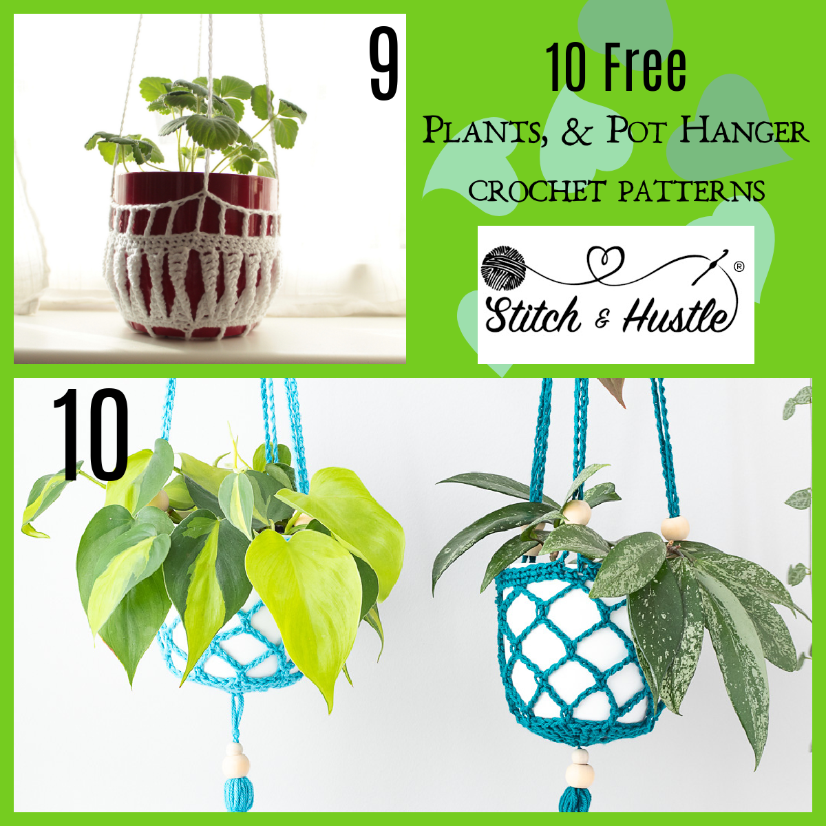 Plants and Pot Hanger Free Crochet Patterns — Stitch & Hustle