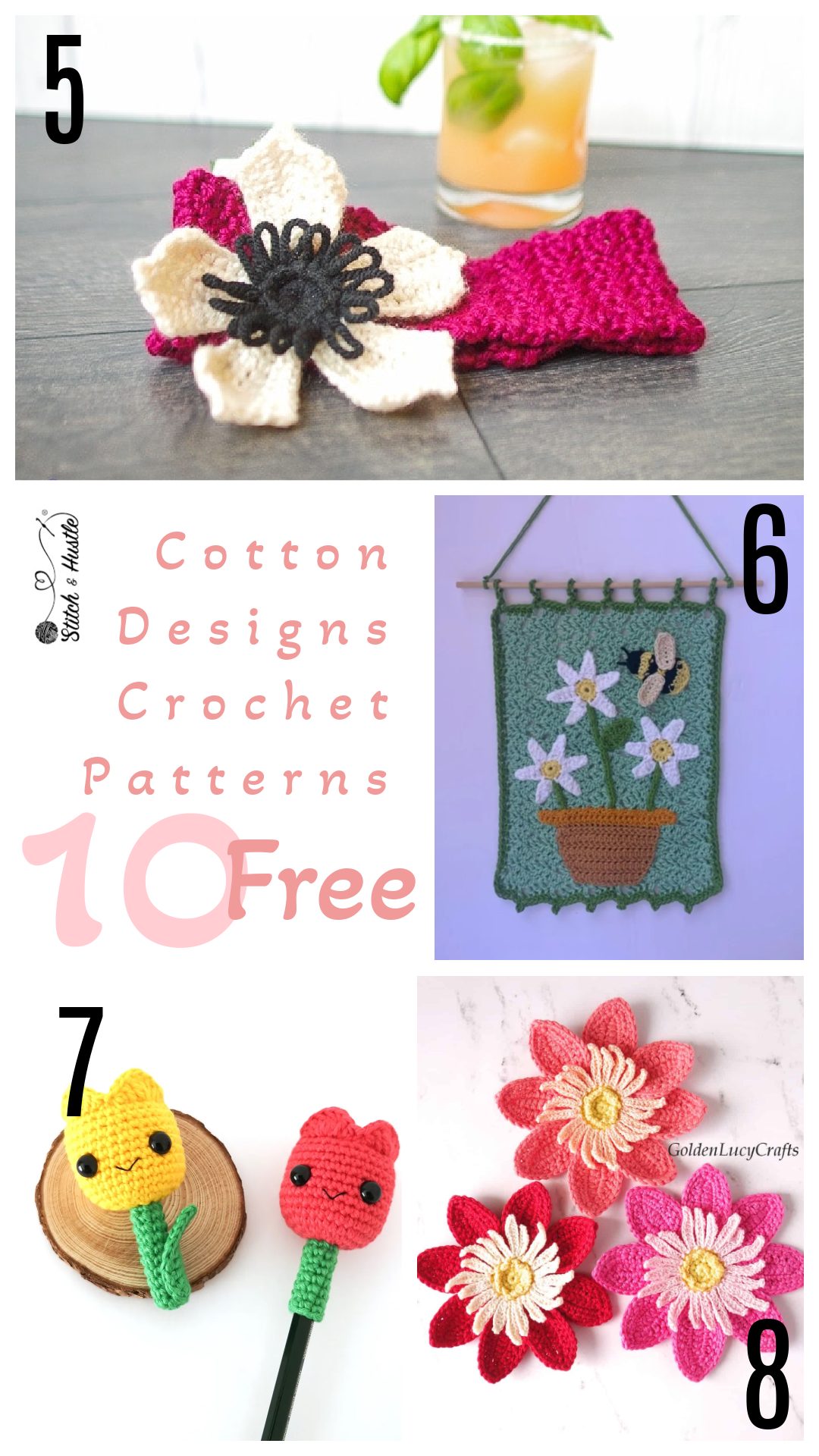 Crochet Heart Flower Applique Free Pattern - Simply Melanie Jane