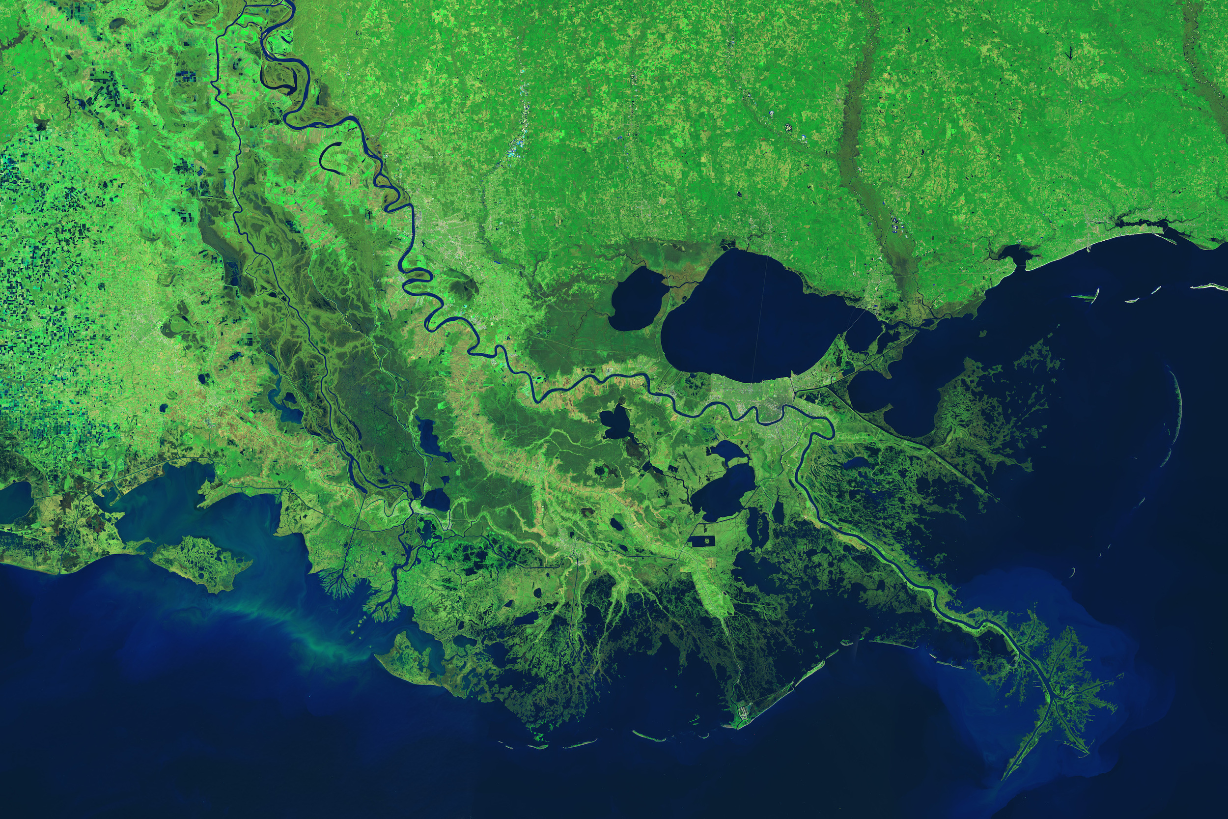 Aerial map of south Louisiana.