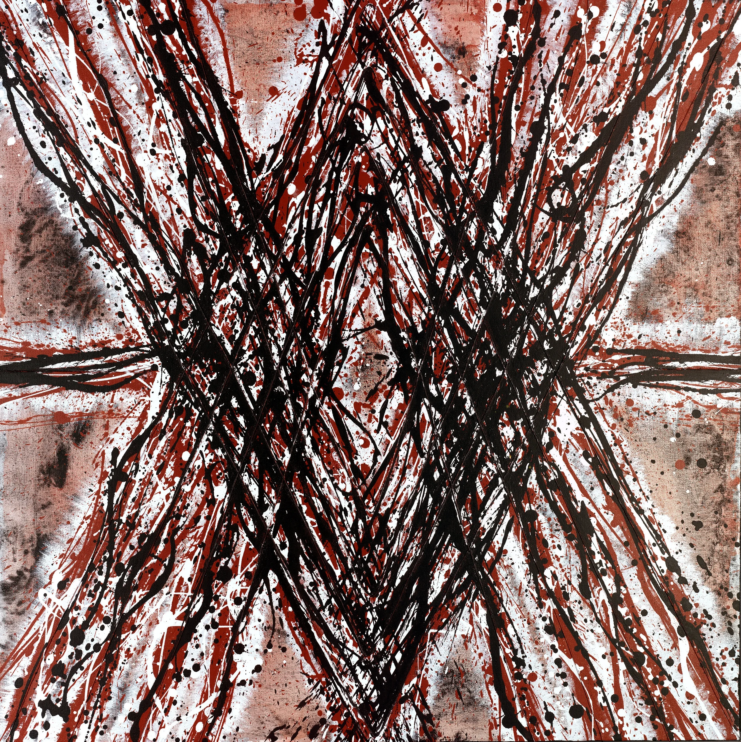 36" x 36". String and Acrylic on canvas.