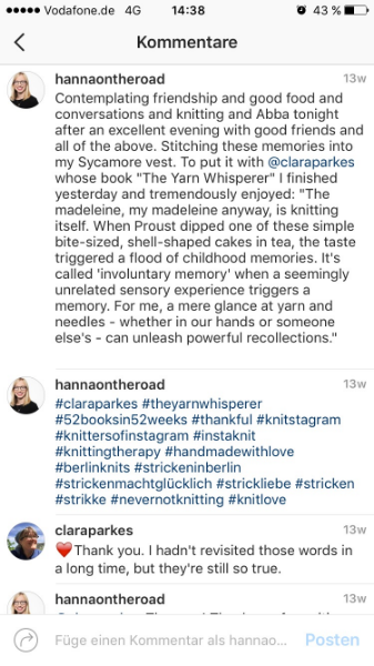 And then, sometimes, out of the blue, after months of work, one of your knitting heroes comments. YAAAAAAAYYYYYY! (Picture me jumping up and down like a mad woman.) 