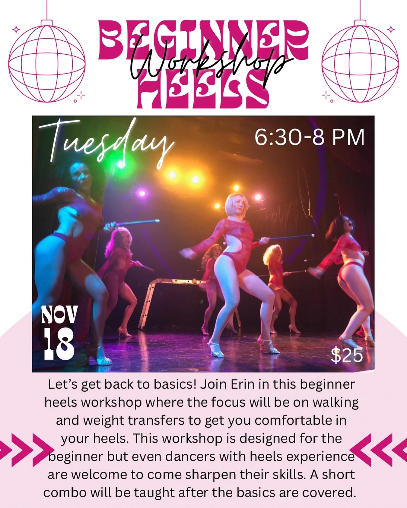If you&rsquo;ve been interested in Heels dancing this is for you! This Beginner Heels Workshop is perfect for anyone wanting to learn, or heels dancers that want to hone technique and learn an all levels Heels dance combo! 💖 Join @staygoldavl on Nov