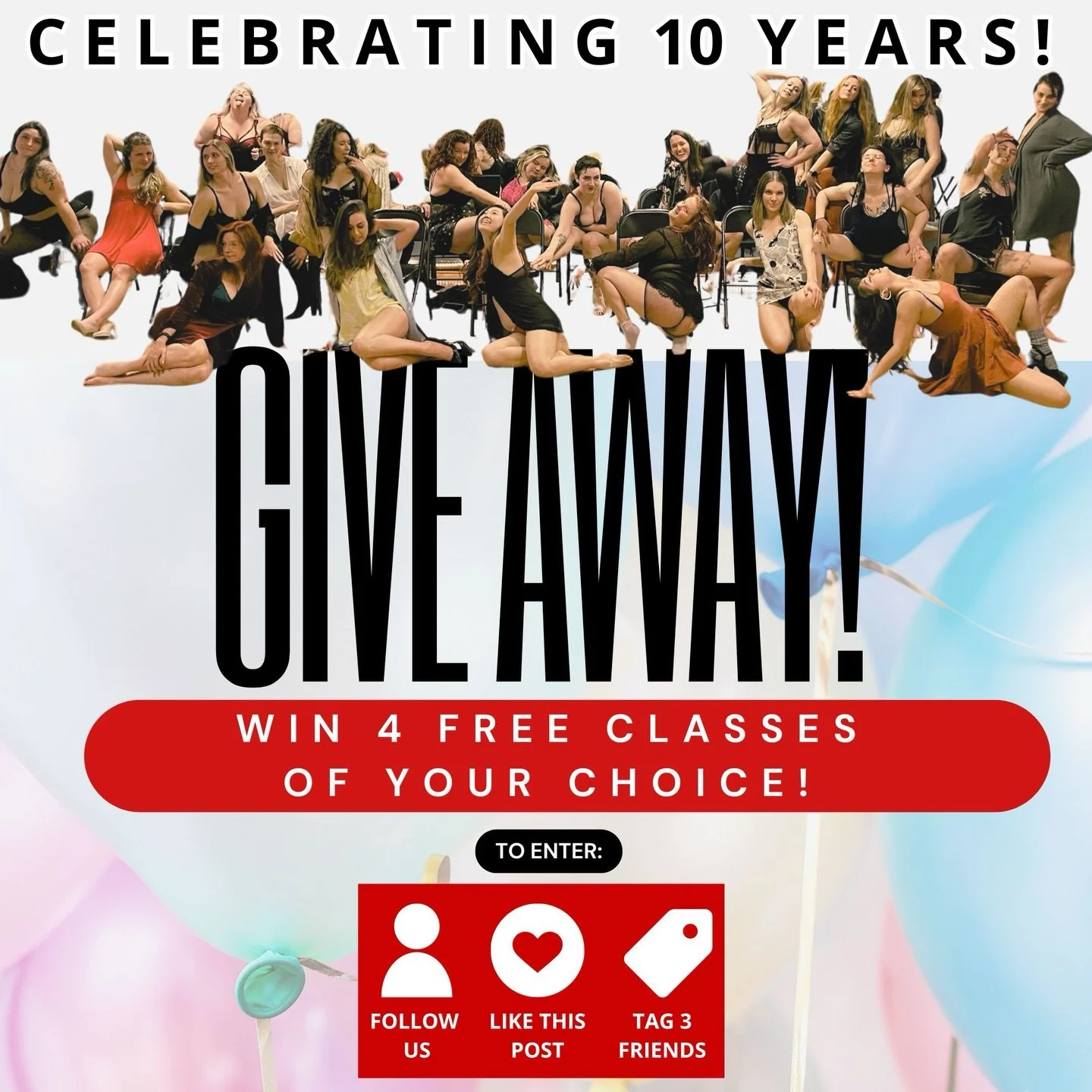 Danceclub Asheville is turning 10!! 🥳😍🥳 If you haven&rsquo;t heard- May 2nd will be our 10th anniversary and we thought we would start the party early! We&rsquo;ll be doing a ✨giveaway✨every month through May to help celebrate and thank you, our s