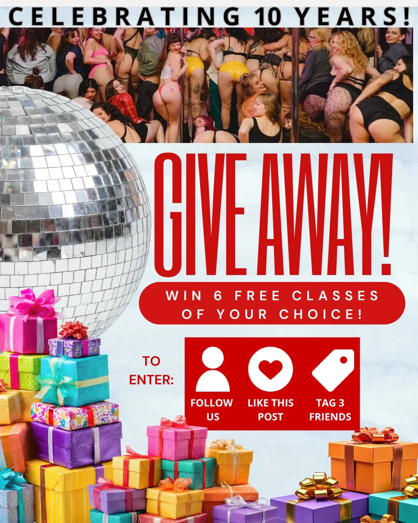 Danceclub Asheville is turning 10!! 🥳😍🥳 If you haven&rsquo;t heard- May 2nd will be our 10th anniversary and we thought we would start the party early! We&rsquo;ll be doing a ✨giveaway✨every month through May to help celebrate and thank you, our s