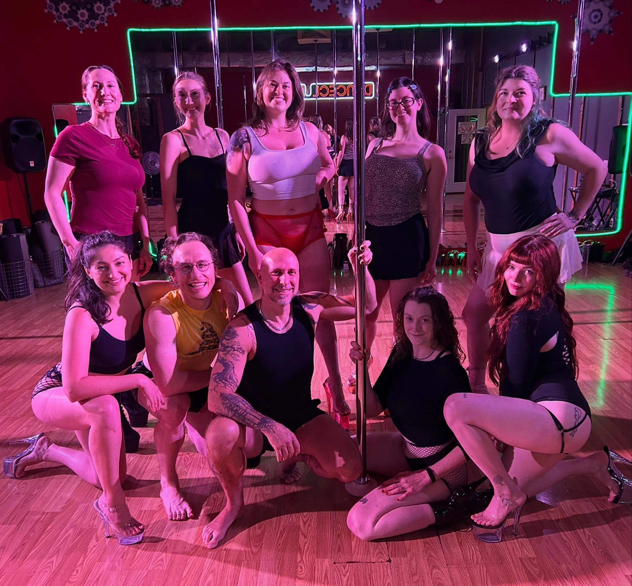 Congratulations to our most recent intro to pole graduates! ❤️🎉❤️🎉❤️

Wednesday

11- Open Pole
12- **Advanced Beginner Pause &amp; Flow Drop in**
5:30- 10 week Intermediate/ Advanced Slinky Sensual Performance Series
5:30- **Hip Hop Fitness Drop in