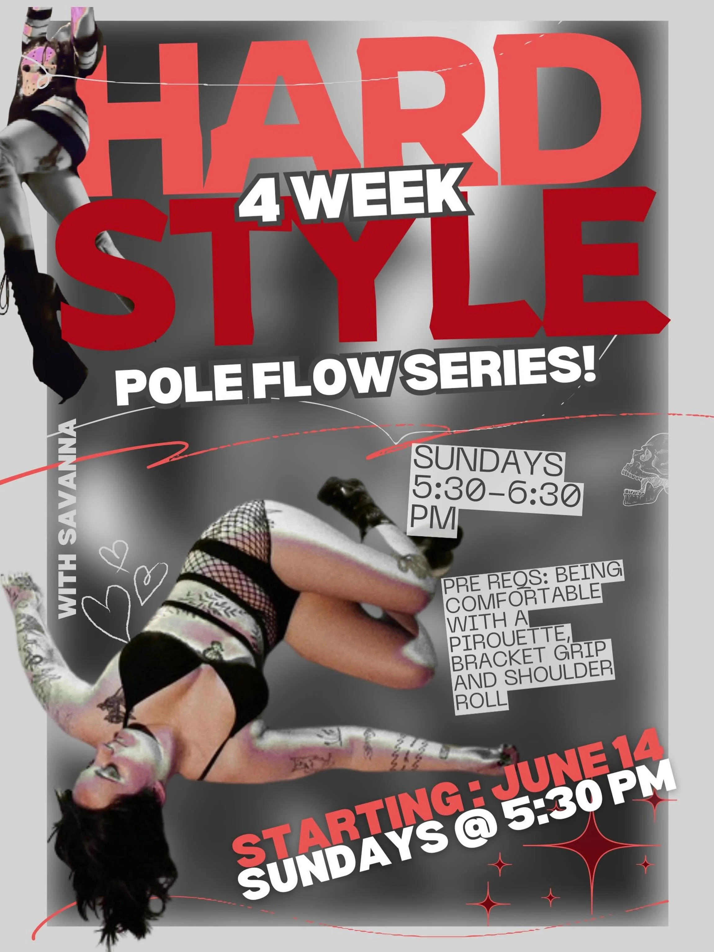 Lots of fun things coming up in June! ❤️

Thursday 
8:30- Strength &amp; Stretch drop in class
11-8 Week Small Group Intro to Pole Series (full)
5:30- 8 Week Sexual Tricks &amp; Dance Combos Series (full)
6:30- **Polerina Drop in**
7:30- 8 Week Begin