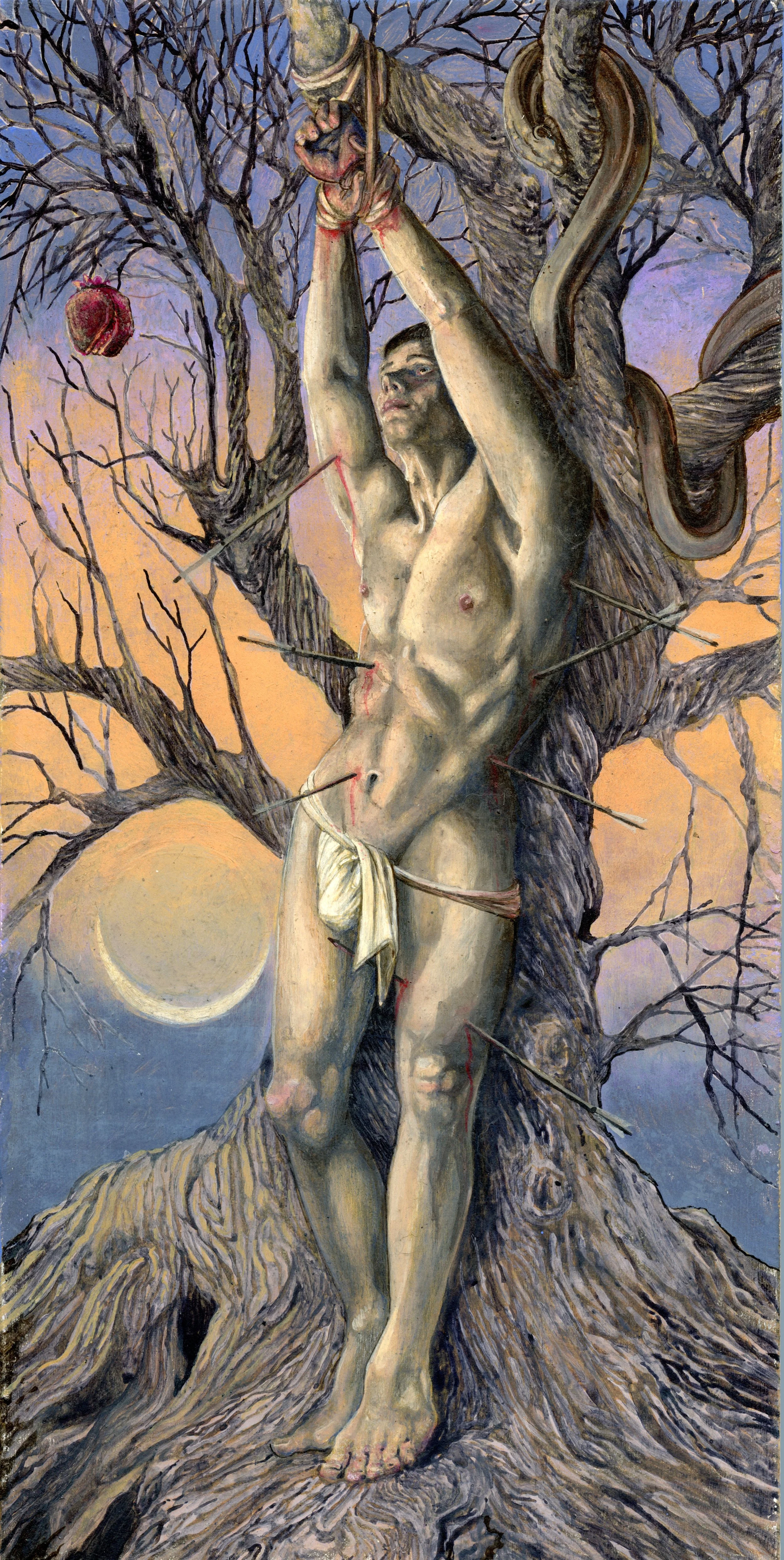 St. Sebastian | 6"x12"x1" | Gouache painting on birch panel | SOLD