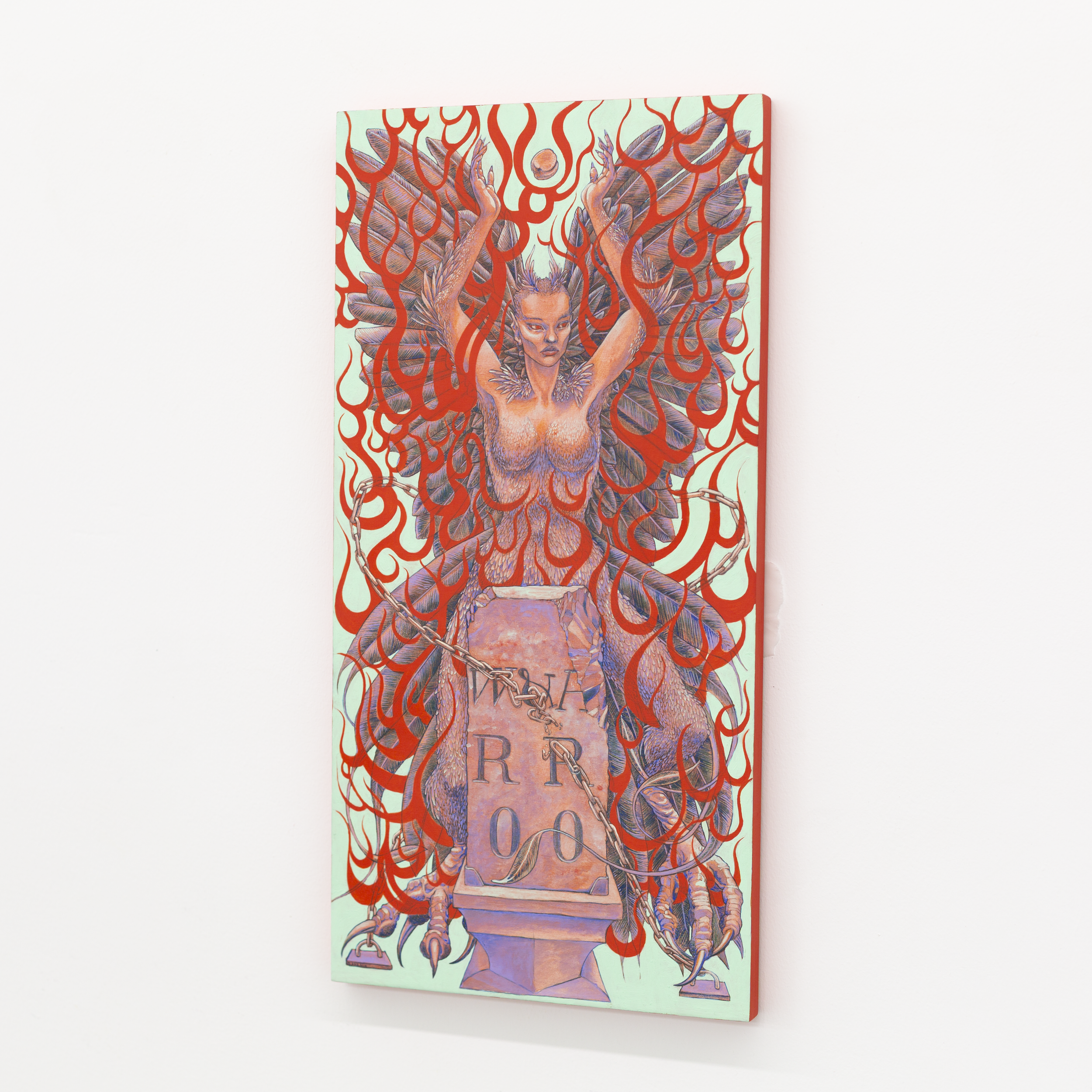 Ex Igne Factum | 12"x24"x1" | Gouache painting on birch panel | 2025 | Available via ABV Gallery