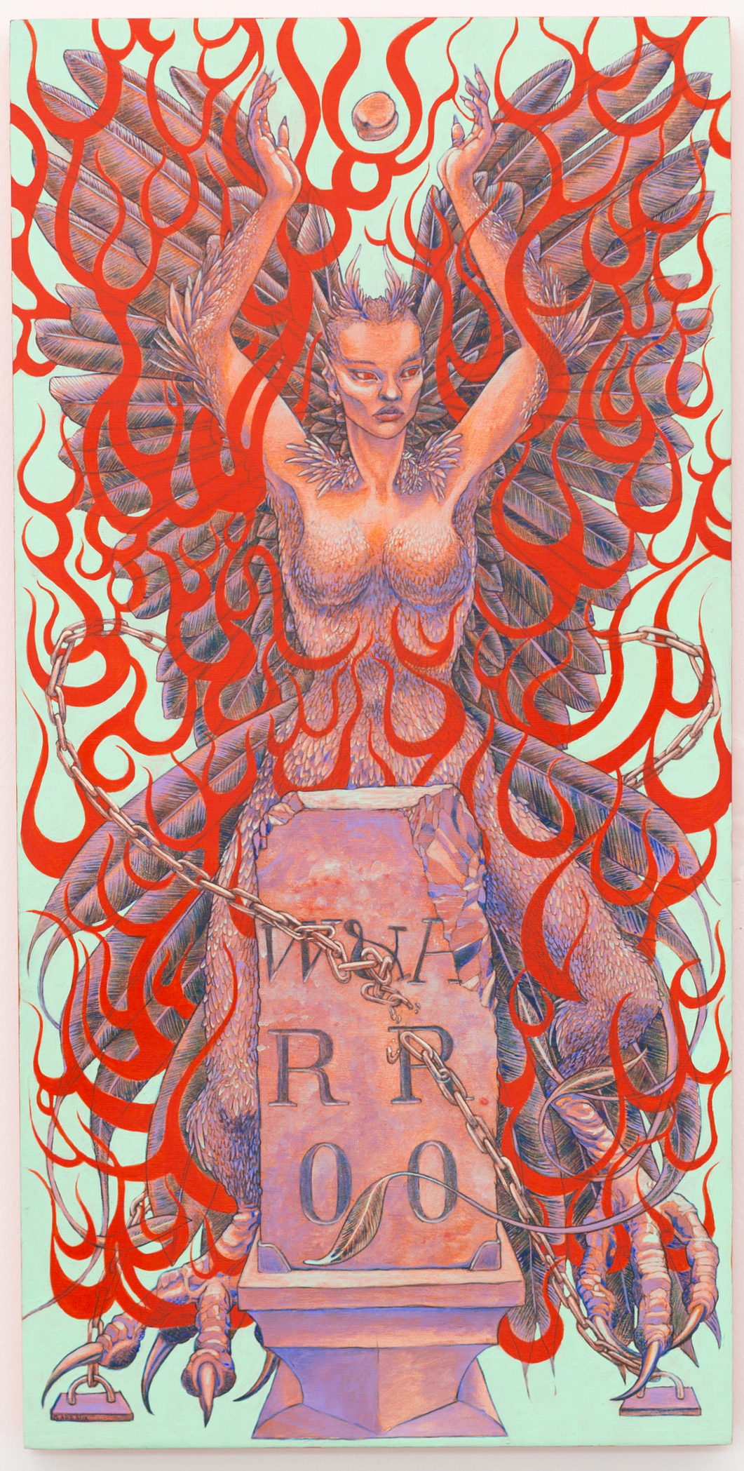 Ex Igne Factum | 12"x24"x1" | Gouache painting on birch panel | Available via ABV Gallery