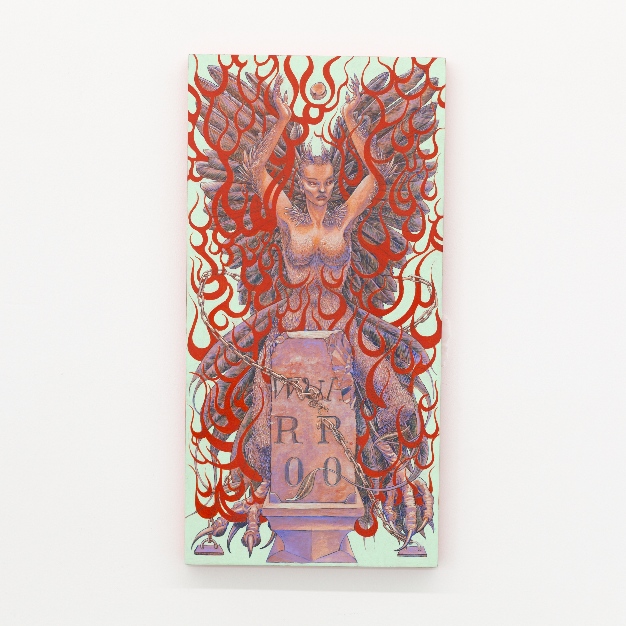 Ex Igne Factum | 12"x24"x1" | Gouache painting on birch panel | 2025 | Available via ABV Gallery