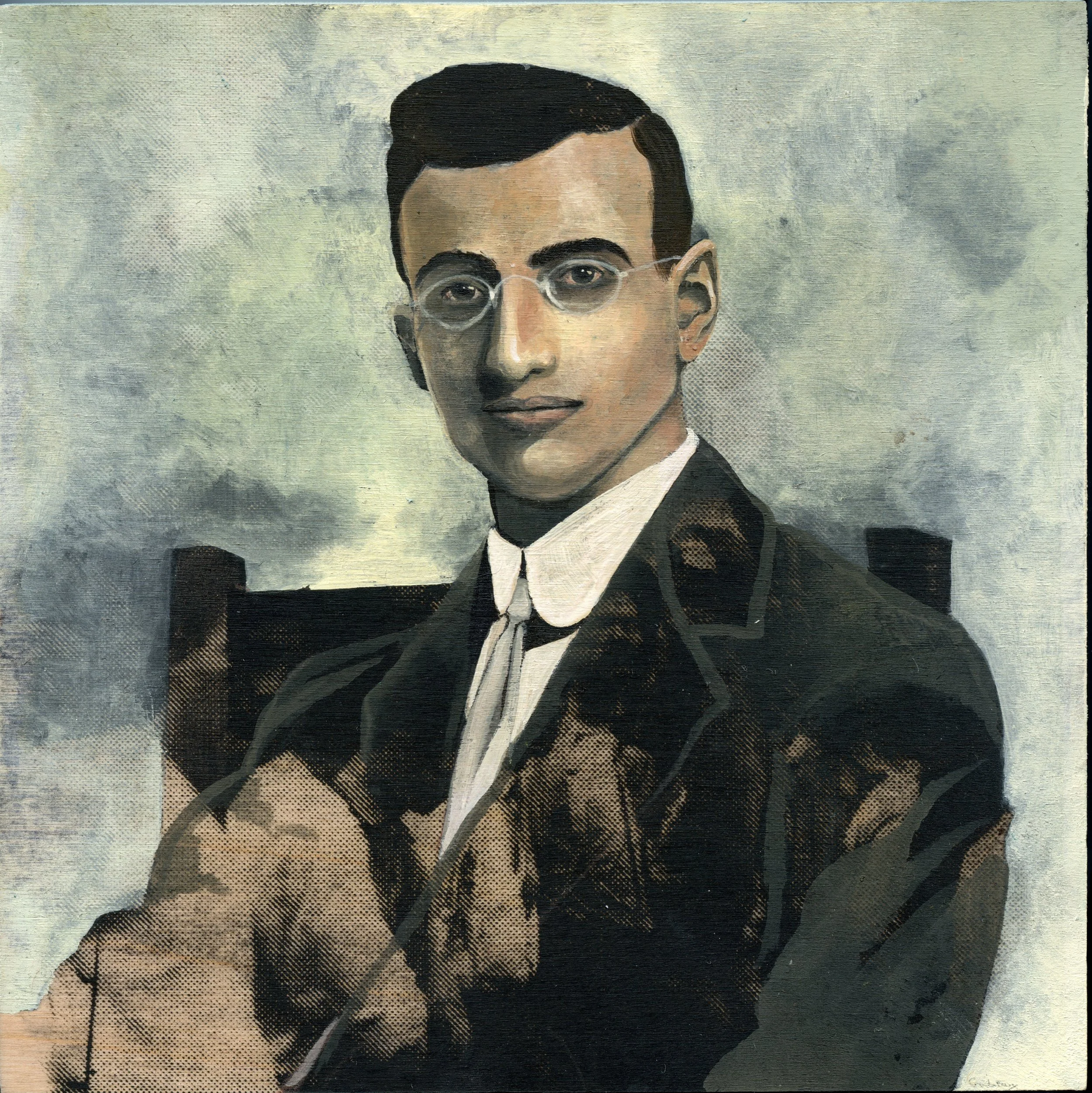 Leo Frank | 8"x8"x1" | Gouache painting and serigraph on birch panel | Available via artist