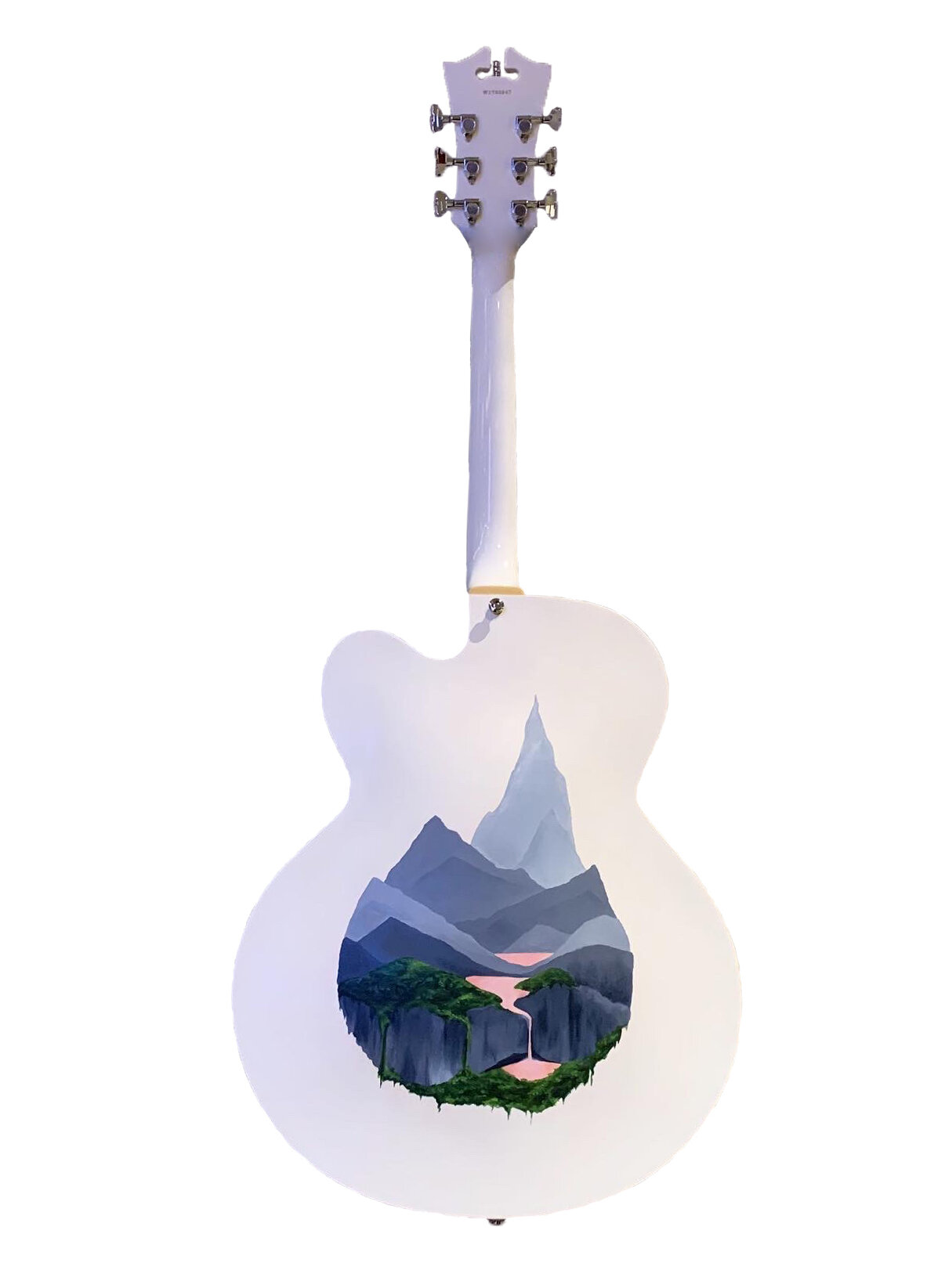   Lense II , 2019  oil on D’Angelico guitar  48 x 17 x 10 inches   