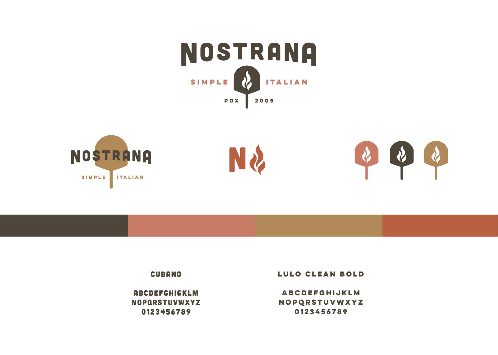The wordmark reflects the simplicity of the food with a nod to the original logo. The system of the marks can be broken up and used in many forms giving the restaurant branding versatility. The warm color palette invokes a feeling of Tuscany. 