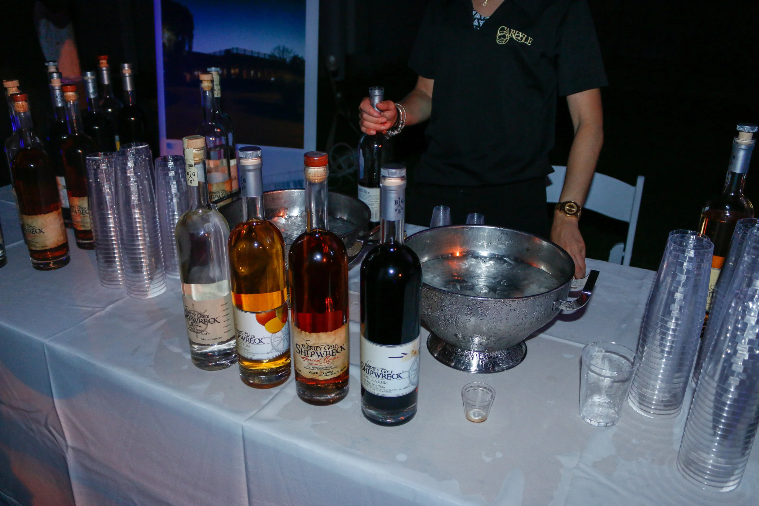 Drinks served to fuel the fun at St. Barth's most exciting night in the Hamptons!